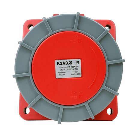 Розетка фланцевая наклонная 445-125А-6h-380AC-3P+PE+N-IP67 | 332745 КЭАЗ