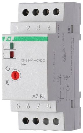 Фотореле AZ-BU (выносной фотодатчик монтаж на DIN-рейке 2 модуля 12-260В AC/DC 16А 1НО IP20) F&F EA01.001.010 Евроавтоматика