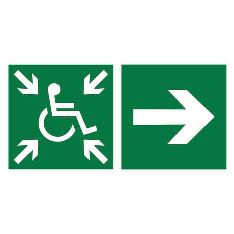 Знак безопасности BL-2010B.E77"Напр.движ. к пункту сбора(безоп.зоне)МГН прямо" | a19723 Белый свет BS