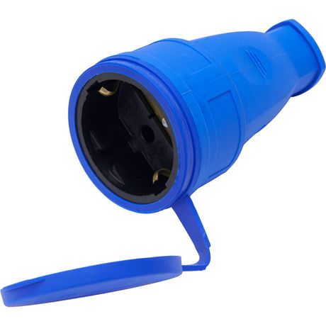 Розетка переносная 1-местная с/з, с крышкой, каучук, серия Одри, синий, Stekker - 39196 FERON RST16-21-44