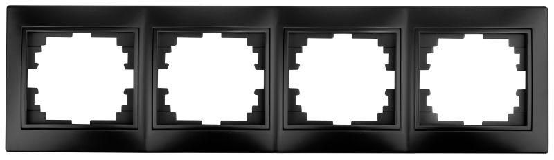 Рамка для розеток и выключателей Intro Plano 1-504-05 на 4 поста горизонтальная, СУ, антрацит - Б0044581 ЭРА