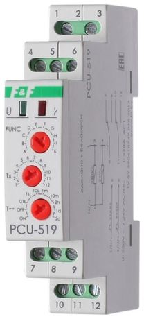 Реле времени PCU-519 (многофункц. с вход. START/RESET 230В AC-24В AC/DC 2х8А 2P IP20 монтаж на DIN-рейке) F&F EA02.001.023 Евроавтоматика