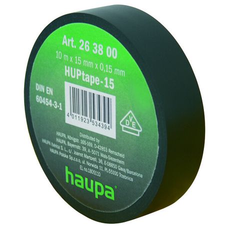 Изолента ПВХ, цвет чёрный, шир. 19 мм, длина 20 м, d 74 мм | 263842 Haupa
