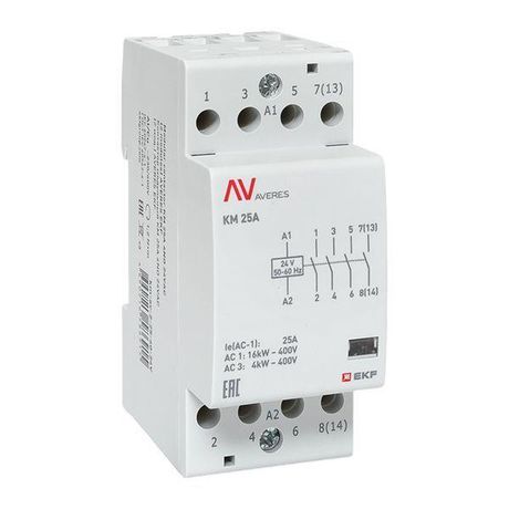 Контактор модульный КМ 25А 4NO 24VAC (2 мод.) AVERES | km-av-2-25-40-24V EKF