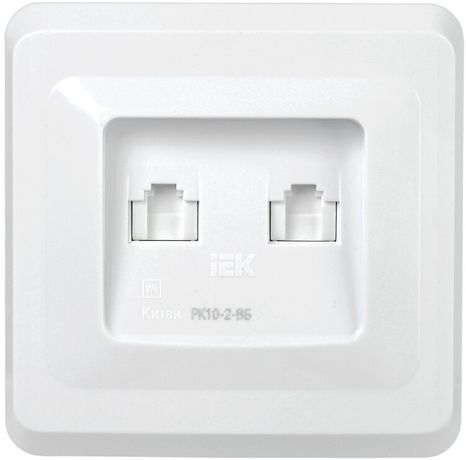 Розетка компьютерная 2-м Вега RJ45 кат.5E РК10-2-ВБ бел. IEK EKV25-K01-DM