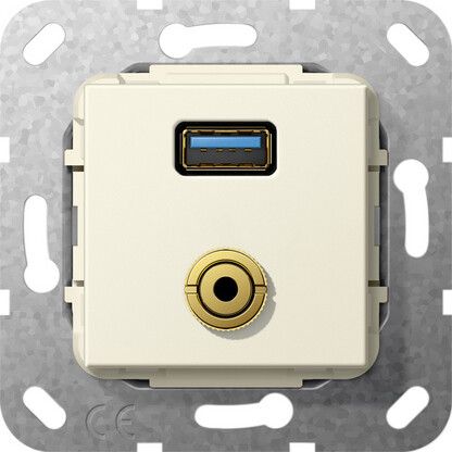 Мех-м с накладкой USB с/у пластик кремово-белый IP20 Gira System 55 | 568601