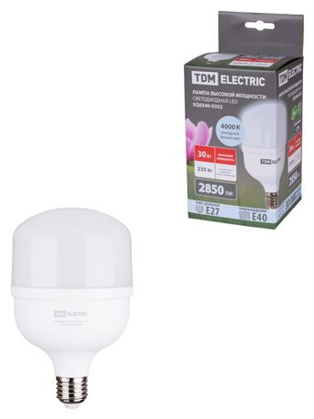 Лампа светодиодная T 30 Вт, 230 В, 4000 К, E27 (100x165 мм) | SQ0340-0352 TDM