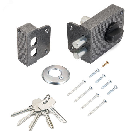 Замок накладной цилиндровый для деревянных дверей, СТАНДАРТ Россия ЗН1-3С серебро - 7440 ПТК