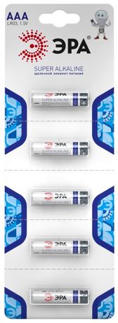 Батарейка щелочная (алкалиновая) LR03-5BL Strip (60/600/21000) (AAA) | Б0014474 ЭРА