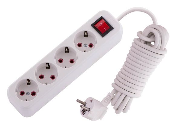 Удлинитель 4х5м с заземл. 16А IP20 Lila выкл. LEZARD 720-0405-402