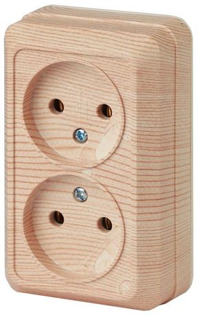 Розетка однофазная наружная (открытой установки) без шторок сосна 16А 250В IP20 2-203-11 Intro Quadro - Б0053798 ЭРА