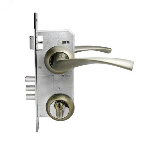 Замок врезной цилиндровый с ручками для деревянных дверей АЛЛЮР АРТ ЗВ4-85А.1330 бронза матовая - 12251 ПТК