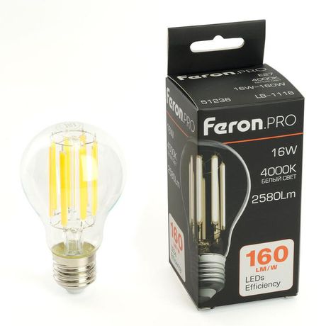 Лампа светодиодная LED 16вт Е27 белый FILAMENT .PRO - 51236 FERON