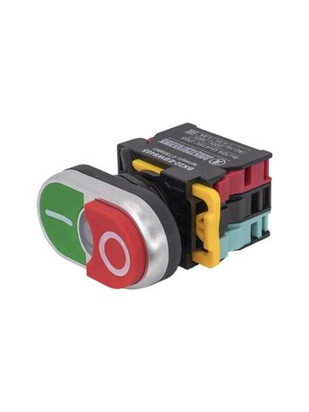Кнопочный выкл. в сборе 2 упр. элемента красный/зеленый 1НО 1НЗ с подсветкой, Электротехник ET559663