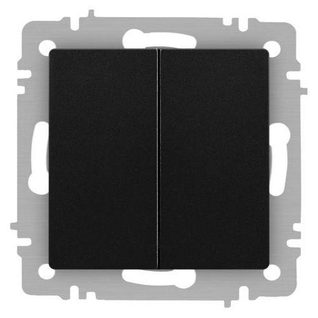 Переключатель Intro Accent 6-107-05 двойной, 10А-250В, IP20, СУ, AL/CU, антрацит | Б0063564 ЭРА