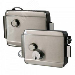 Замок накладной, НЗ, универсальный DIN, цилинр снаружи, кнопка изнутри, питание 12VDC/1А, -40град.+50град.С, нержавеющая сталь. - smkd0161.1 Smartec ST-RL073SI-SS