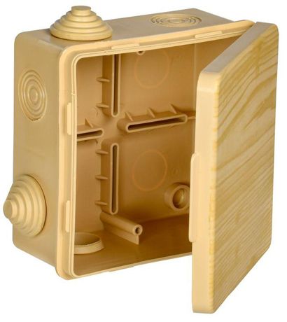 Коробка распределительная КМ 100х100х50мм для наружного монтажа с откидной крышкой IP54 8 вв. сосна - UKO31-100-100-050-K34-54 IEK
