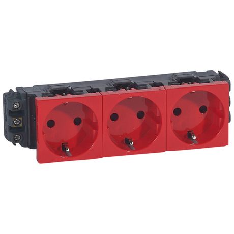 Механизм розетки 3-м СП Mosaic New 6мод. нем. станд. красн. Leg 077613 Legrand