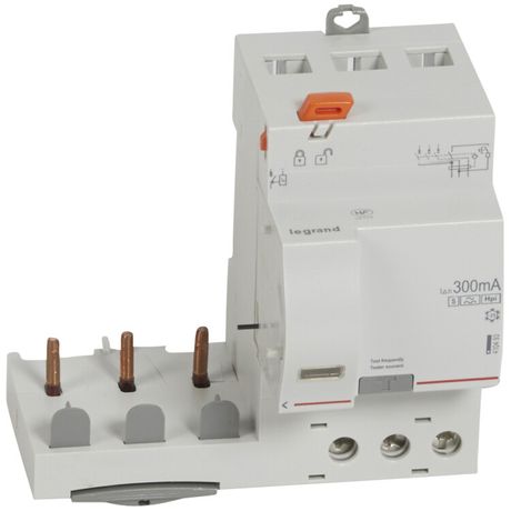 Дифференциальный блок DX3 - тип Hpi 300 мА селективный 3П 400 В~ 63 А 3 модуля | 410493 Legrand