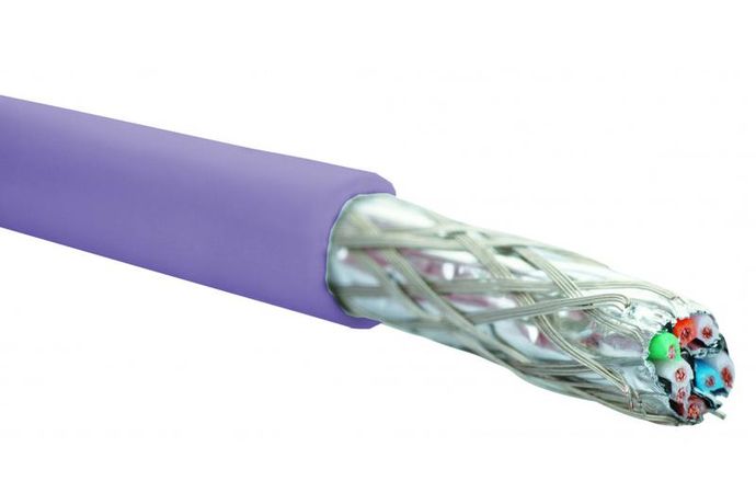 Кабель S/FTP кат.6A 4 пары нг(А)-LSLTx общий экран индивид. внутр. прокладки фиолет. (уп.500м) Eurolan 19C-SA-05VL-R500