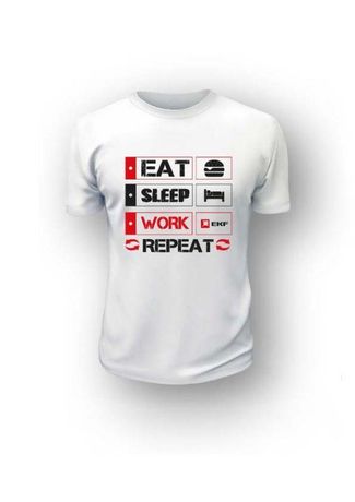 Футболка "EAT SLEEP WORK" XL бел. EKF 78967