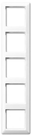 Рамка 5-местная для вертикальной и горизонтальной установки. Серия- Eco Profi. Материал- термопласт. Цвет- белый - EP485WW JUNG
