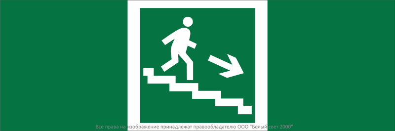 Знак безопасности NPU-3311.E13''Напр. к эвакуац. выходу по лестн. вниз (прав.)'' - a32676 BS