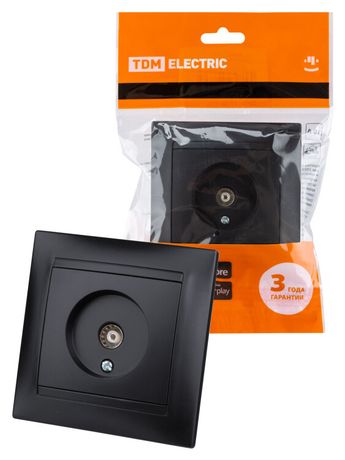 Розетка телевизионная простая (0-2400МГц, "мама") графит "Лама" | SQ1815-0617 TDM