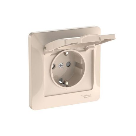 Розетка Glossa 16А IP20 с заземл. защ. шторки крышкой быстрозажим. клем. в сборе беж. SE GSL000246S APC