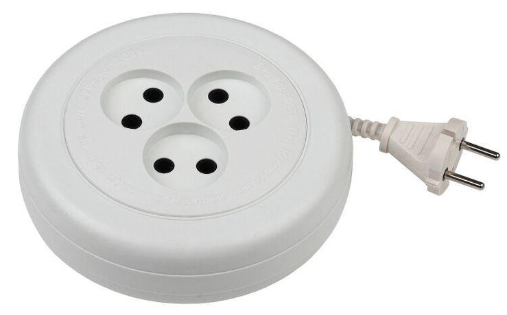 Удлинитель Россия UR(6)-3-1,5m рулетка без заземл., 3гн, 1,5м, ШВВП, 2x0.75мм2, 6А (УХ6-103 | Б0035761 ЭРА