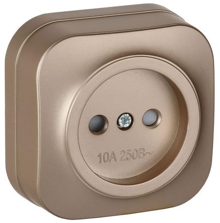 Розетка ОП GLORY РСш20-2-ХШм 10А без заземл. защ. шторки шампань матов. IEK ERH13-K37M-10