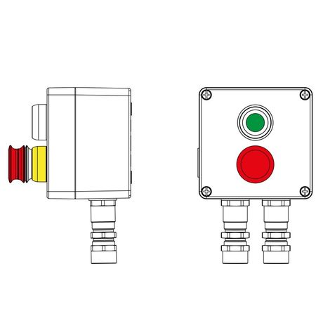 Взрывозащищенный пост управления из алюминия CPE-A-12-(1xP1G(11)-1xP3E(11))-2xKA2MHK(C)1Ex d e IIC Т5 Gb / Ex tb IIIC T95°C Db IP66 - 2201.121.22.11E ДКС