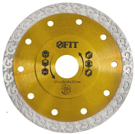 Диск отрезной алмазный универс. Профи 125х1.3х10х22.2мм сухая и влажная резка FIT 37422 РОС