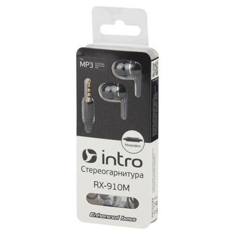 Вкладыши-гарнитура RX-910M черн. Intro Б0023840 ЭРА