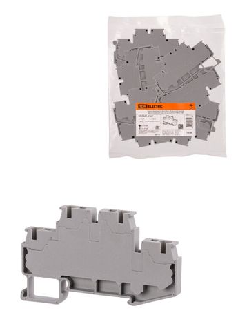 Зажим клеммный безвинтовой ЗКБ быстрого зажима двухуровневый 4 мм2 32А серый (Ph-C PTTB 4) | SQ0822-0167 TDM