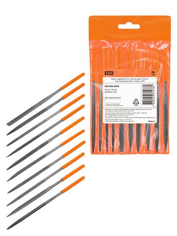 Набор надфилей 10 шт, Ø4 мм, длина 160 пластиковая рукоятка, "Рубин" | SQ1026-0304 TDM