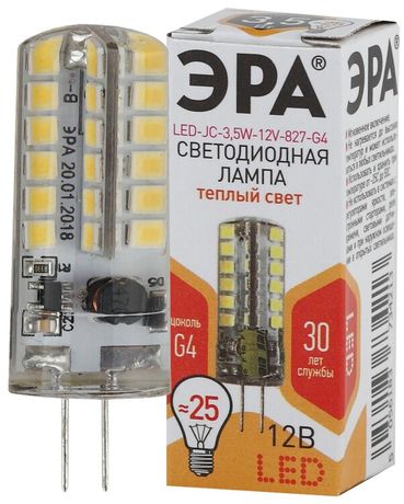 Лампа светодиодная LED 3,5 Вт 280Лм 2700К капсула теплый G4 12В JC-3,5W-12V-827-G4 Standart - Б0033195 ЭРА