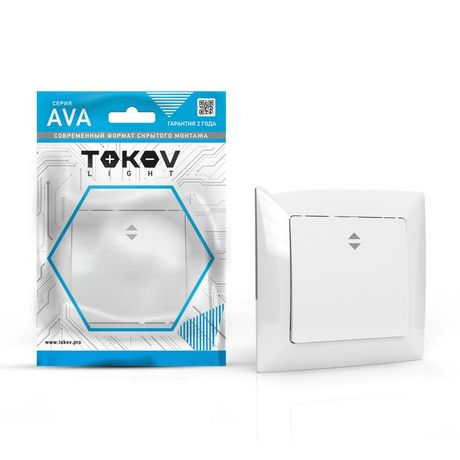 Переключатель проходной 1-кл. СП AVA 10А IP20 в сборе бел. TOKOV LIGHTTKL-AV-P1F-C01