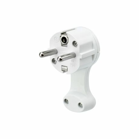 Вилка Евро угловая с з/к 16 А плоская за шкаф белая | 16-0734 REXANT MEET