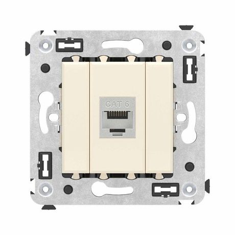 Компьютерная розетка RJ-45 без шторки в стену, кат.6 одинарная экранированная, "Avanti", "Ванильная дымка" | 4405793 DKC ДКС