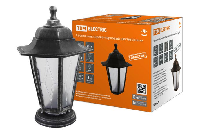 Светильник садово-парковый НТУ 06-60-001 шестигранник, напольный, пластик, расс.пластик, серебро | SQ0330-0797 TDM