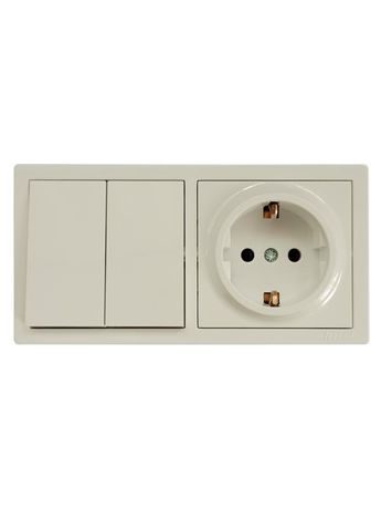 Блок выключатель-розетка LETO 2-кл, 16А, 220В LEZARD арт. 752-0300-170BKP