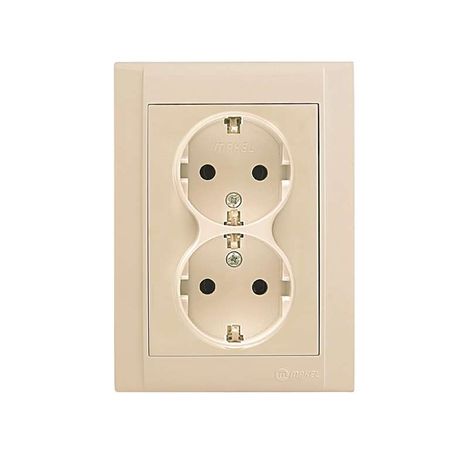 Розетка 2-м СП Defne 16А IP20 с заземл. крем Makel 42010057