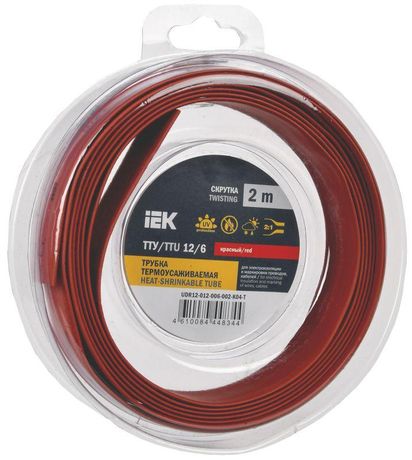Трубка термоусадочная ТТУ нг-LS 12/6 красная (2м/упак) IEK | UDR12-012-006-002-K04-T