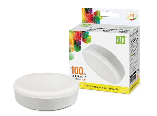 Лампа светодиодная LED-GX53-standard 12Вт 4000К нейтр. бел.1080лм 230В ASD 4690612014425
