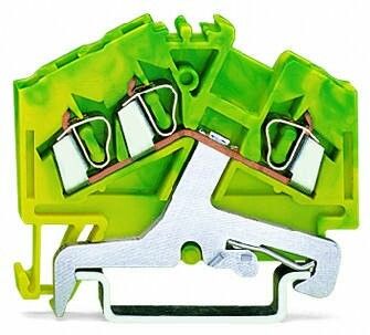 Клемма проходная 2-проводн. (0.08-2.5мм) с заземл. желт.-зел. (уп.100шт) WAGO 280-637