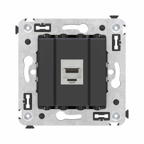 Компьютерная розетка RJ-45 без шторки в стену, кат.6А одинарная экранированная, "Avanti", "Черный матовый" | 4412773 DKC ДКС