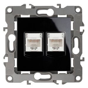 Розетка информационная двойная 12-3108-06 2XRJ45, чёрный (10/100/2500) |Б0014734 | ЭРА