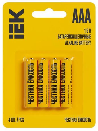 Батарейка щелочная Alkaline LR03/AAA (4шт/блистер) IEK - ABT-LR03-OP-L04