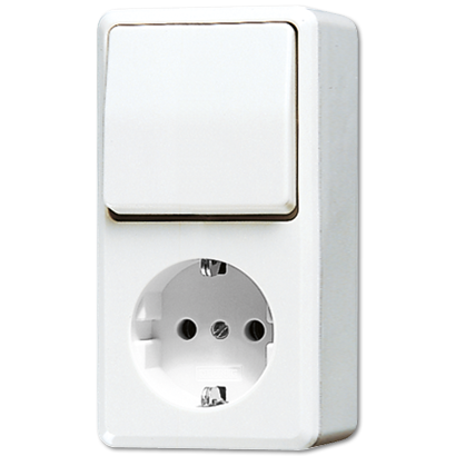 Штепсельная розетка SCHUKO для накладного монтажа с универсальным выключателем| 676AWW |Jung